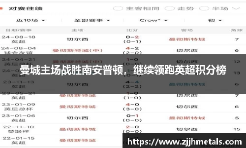 曼城主场战胜南安普顿，继续领跑英超积分榜