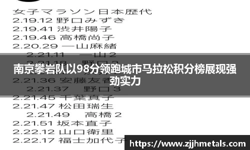 南京攀岩队以98分领跑城市马拉松积分榜展现强劲实力
